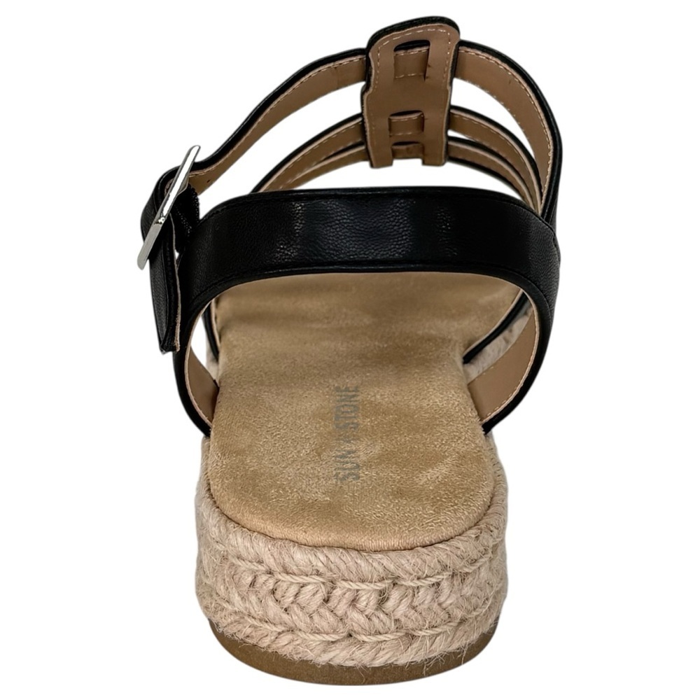 Sun + Stone Rykerr Black Faux Leather Womens Platform Sandals Size 8M - Picture 4 of 10